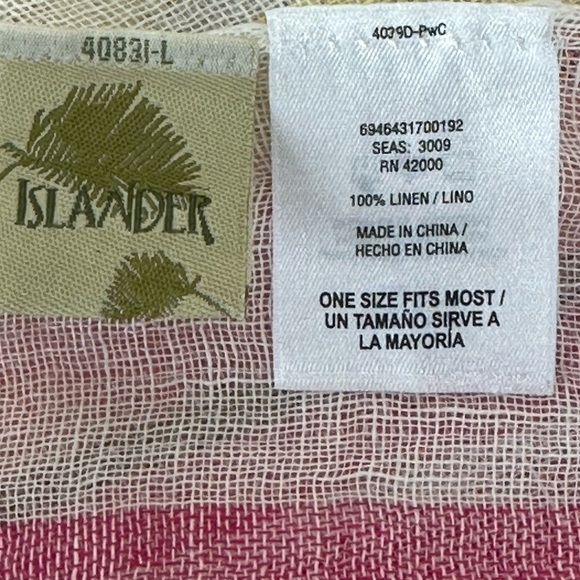 Islander 100% Linen Striped Pareo/Sarong Bathing Suit Cover Up Wrap Sheer - Picture 5 of 9